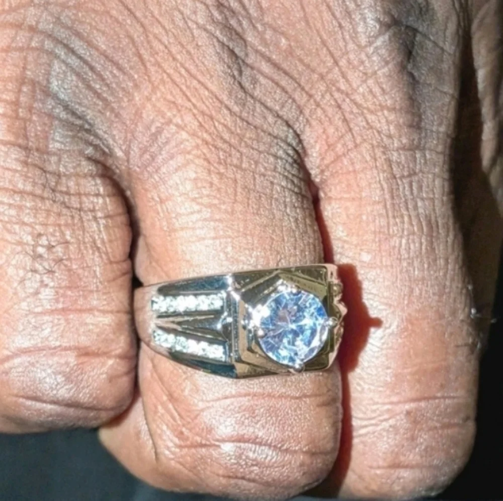 Mens Engagement 14k White Gold Plated Ring Sz 11